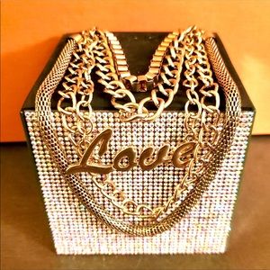 Retro Style♥️LOVE♥️Goldtone Multi Chain Necklace